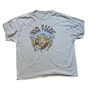 Vintage Van Halen 1982 Lion World Tour  Gray Distressed Rock T-Shirt XL